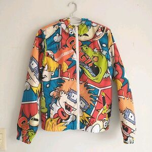 Nickelodeon Wind Breaker Teen Youth 14/16 The Rugrats All Over Print Zip Hooded